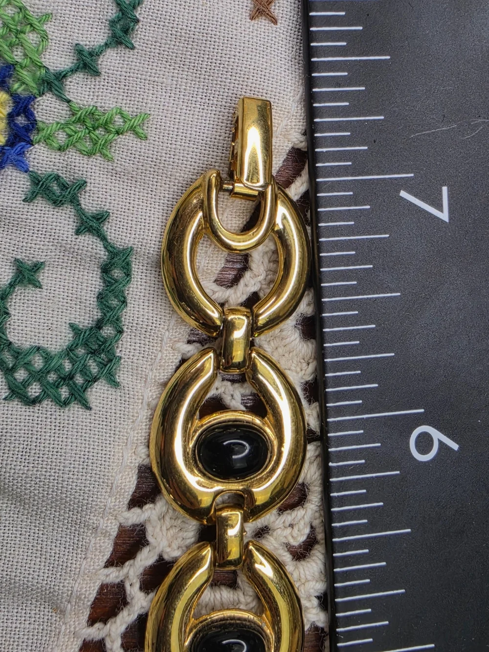 Monet Gold-Tone Bracelet with Black Cabochons